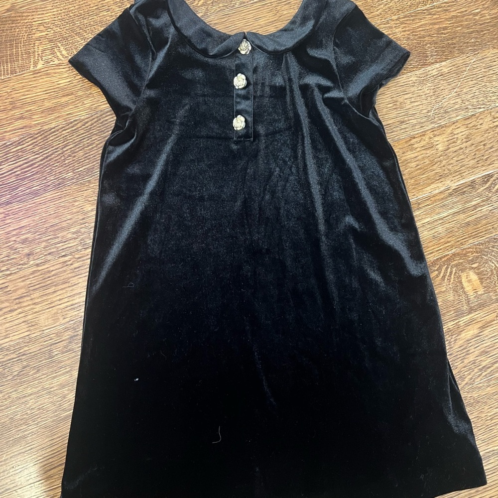 Black Velvet Dress with Button Details H&M Girls